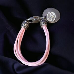 Pink multi cord Cancer horoscope charm bracelet